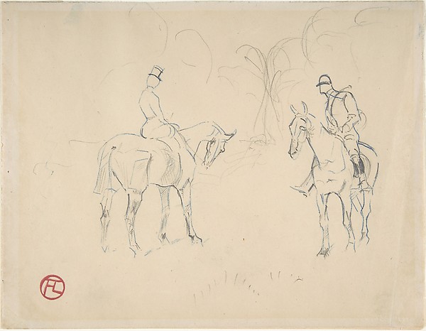 A Woman and a Man on Horseback