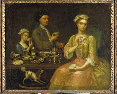 family drinking tea