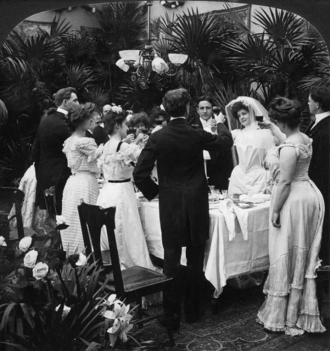 French and English Victorian and Edwardian group wedding photographs Wonderful images clothing and characters from bygone eras.